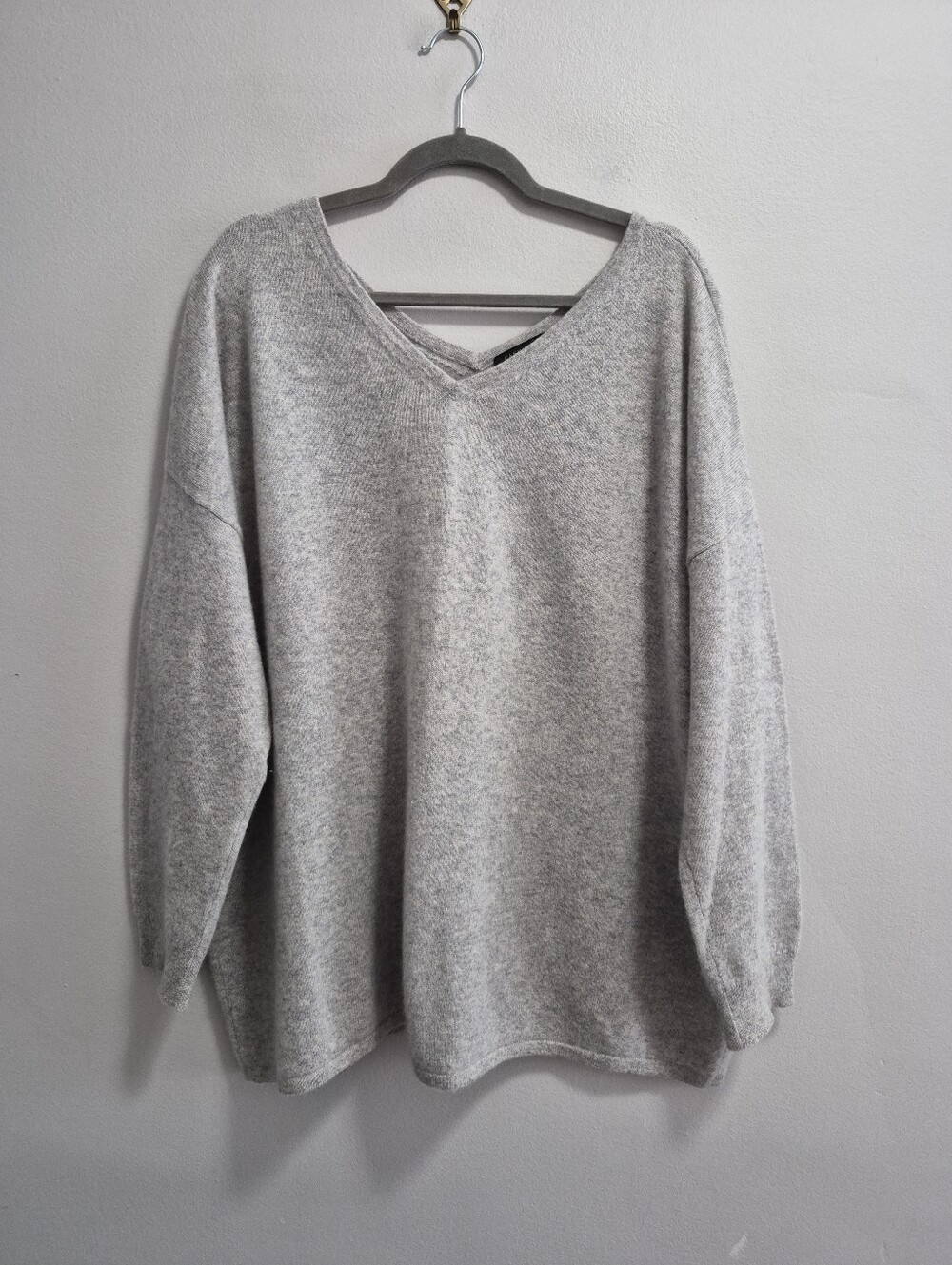 Charter Club Cashmere Luxury Gray V-Neck Sweater 3X